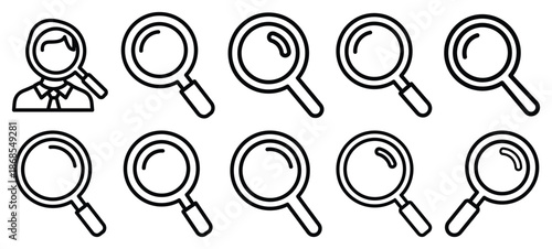 medical search medical health care outline icon set, line art minimal design