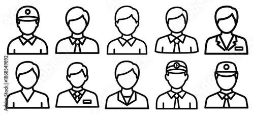 patient care medical health care outline icon set, line art minimal design