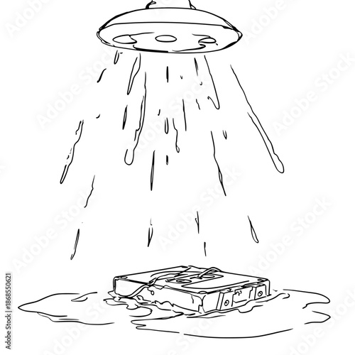 Surreal Illustration of a VHS Tape Under Waterfall