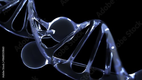 DNA appearance liquid transparent. Can be used in education, science or cosmetics industry background.On black background and Green Screen. 3D Render.