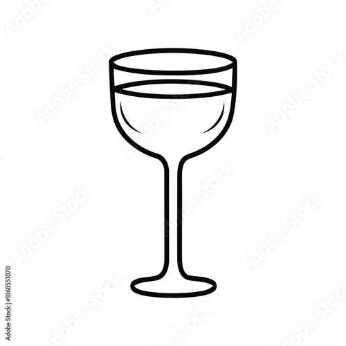 Wine glass outline vector icon drinkware goblet symbol for dining serving
