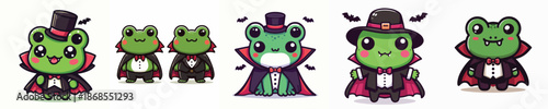 Vampire Frogs in Various Outfits and Expressions.