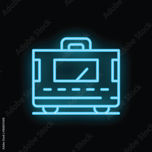 Glowing blue train depicting modern and fast public transport