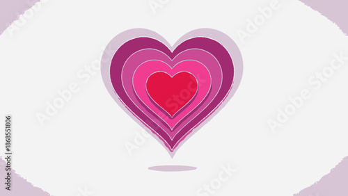 Layered hearts icon in shades of pink and red on a white background.