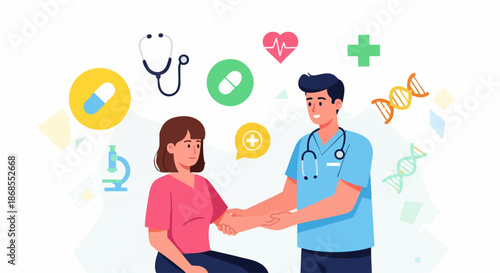 Doctor examining female patient during medical consultation.