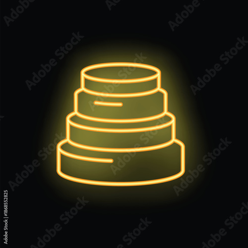 This neon sign of weight plates increasing in size represents strength training and progression