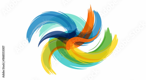 Abstract swirling colorful paint strokes.