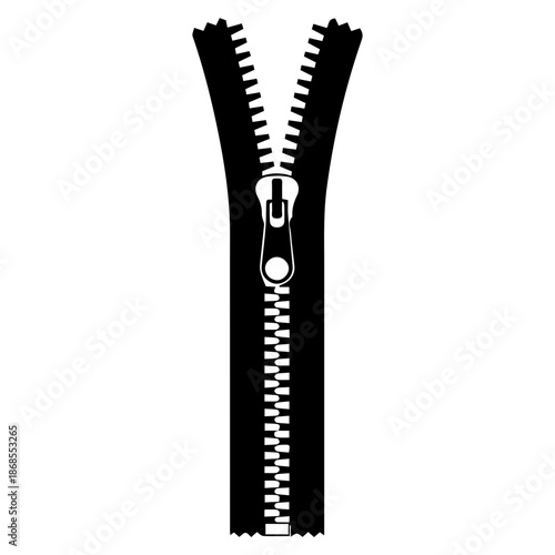 black zipper silhouette vector icon.