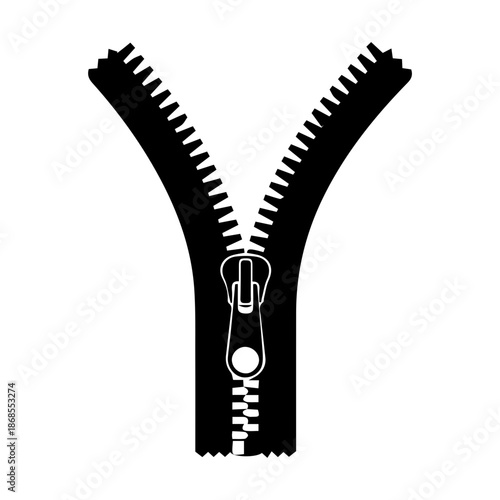 black zipper silhouette vector icon.