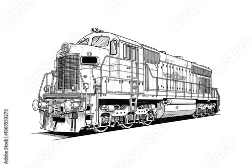 Diesel locomotive train engine vector illustration