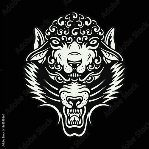 Vintage wolf tattoo design