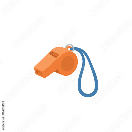 Orange Whistle with Blue Lanyard Vector Illustration