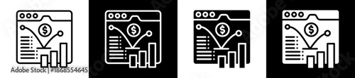 Bounce Rate Icon Set In Black And White Filled Style Collection