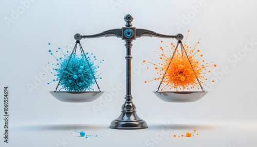 Balance of Justice Between Blue and Orange Colorful Elements