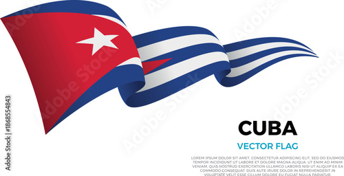 Flag of Cuba. Cuban and Caribbean Culture. Shining flag with realistic shadows waving in three layers. The elegant curves and realistic shading create a sense of motion