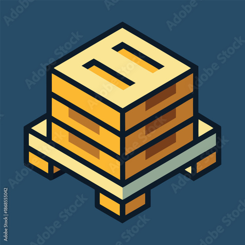 Stacked Wooden Crates on Pallet