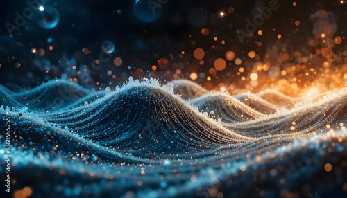 Ethereal Waves of Light and Color in an Abstract Digital Landscape