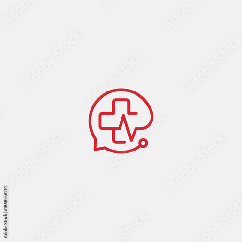 Medical chat icon with ECG pulse