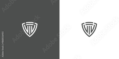 Symmetrical shield emblem on split background