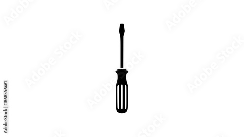 A black silhouette of a screwdriver on a white background