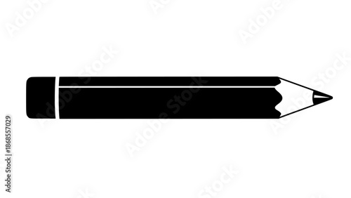 A simple black pencil icon on a white background