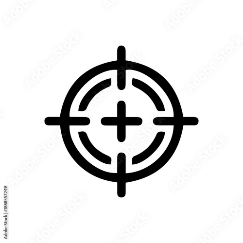 minimalist black crosshair target isolated icon.