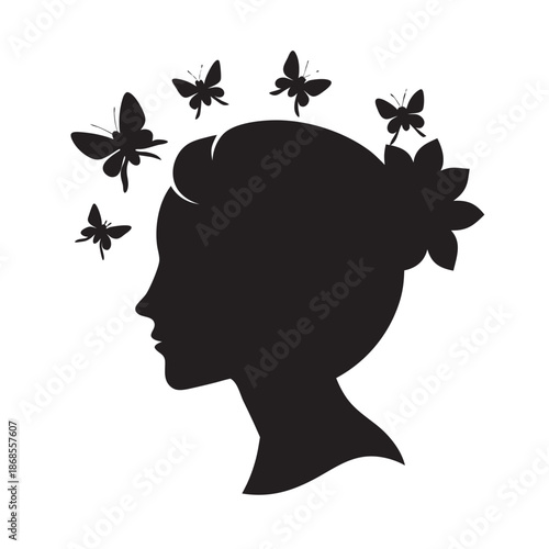 Buzzing Thoughts Inside Woman Mind Concept