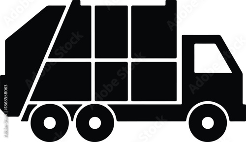 Silhouette garbage truck icon for waste management and transport Vector Illustration