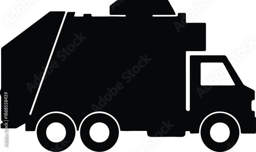 Silhouette of a sanitation truck for waste collection Vector Illustration