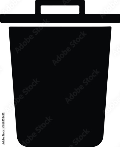 Silhouette of a simple trash can with lid vector illustration