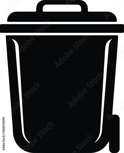 Silhouette of a trash can with lid Vector Illustration