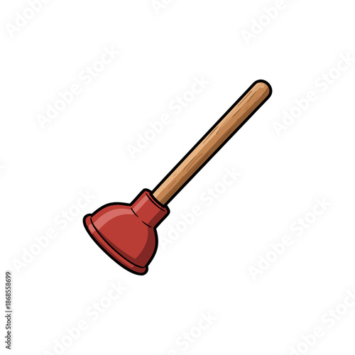 Vibrant red plunger on white background