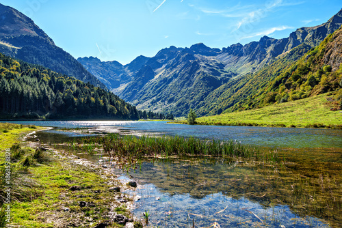 Wonderful altitude lake of Lac d'Estaing in the Lavedan, Hautes-Pyrenees, France.