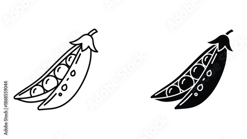 Pea pods illustration in black and white