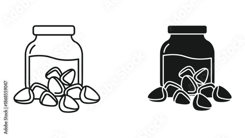 Pills spilling out of bottle illustration
