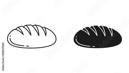 Simple black and white illustration of bread loaves