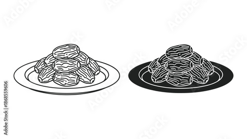 Plate of dates fruit illustration