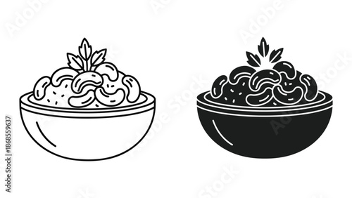 Delicious spaghetti in bowl with fresh basil