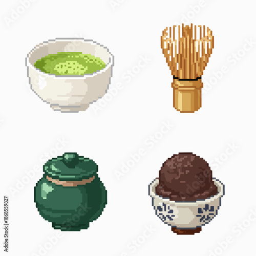 Traditional Japanese tea set with matcha and sweets
