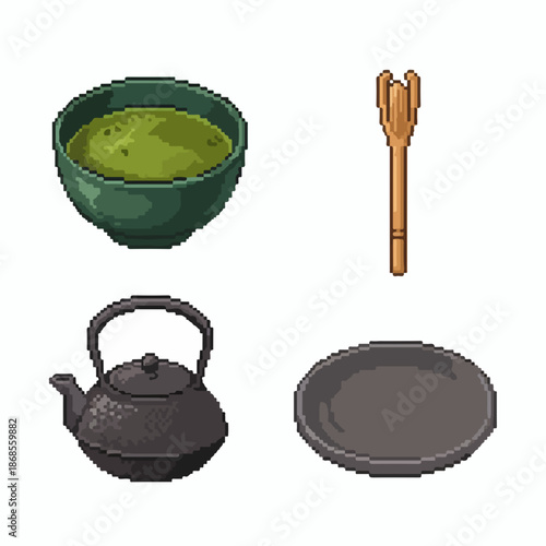 Traditional Japanese tea ceremony setup with matcha