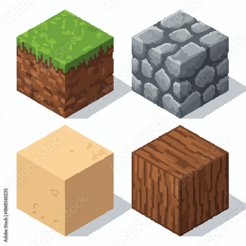 Minecraft block textures in 3D isometric view
