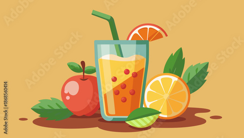 Vibrant fruit smoothie with fresh ingredients Vector