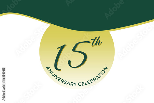 15th anniversary celebration with green design on white background