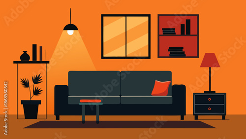 Cozy living room with modern decor Vector