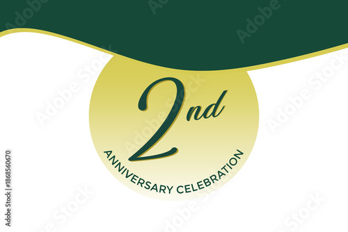 2nd anniversary celebration with green design on white background