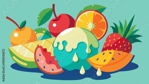 Vibrant fruit medley Vector