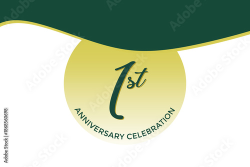 1st anniversary celebration with green design on white background