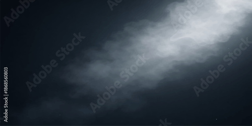 Wispy white smoke textures swirl through a dark night backdrop like misty storm clouds in motion against a black sky