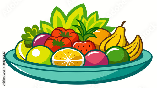 Assorted tropical fruits in a bowl Vector