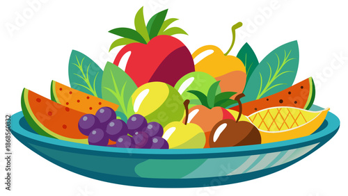 Colorful fruit bowl Vector